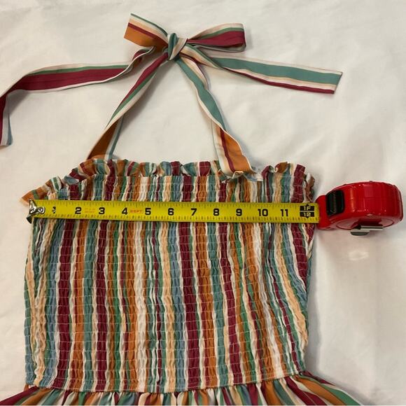 SHEIN Multi-Color Striped Halter Top M Dopamine Balletcore Boho Coquette Girl - Picture 5 of 8